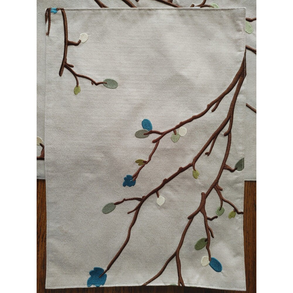 Branches Embroidery Placemats Set Very Nice SEE PICS